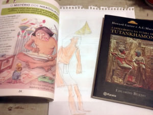 Estudos sobre o Egito e desenho feito pelo Martin