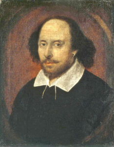 O Retrato de Chandos; pintura atribuída a John Taylor e com autenticidade desconhecida. National Portrait Gallery, London.