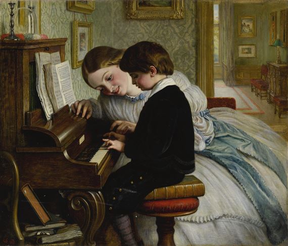  "The first music lesson" por Charles West Cope - 1863