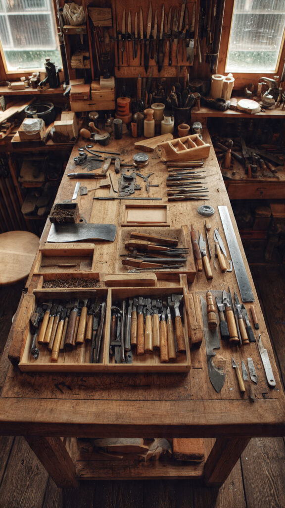 Bancada de um artesão: metáfora do papel dos métodos de ensino num programa de curso.