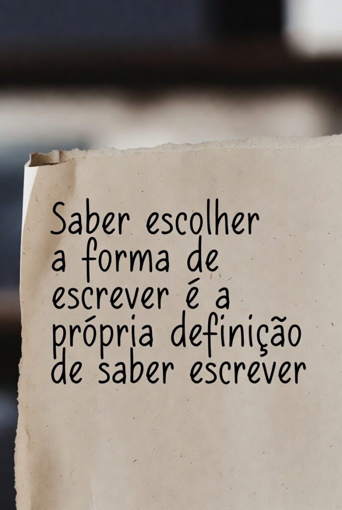 Gramática Clássica: "saber escolher a forma de escrever é a própria definiçãode saber escrever".