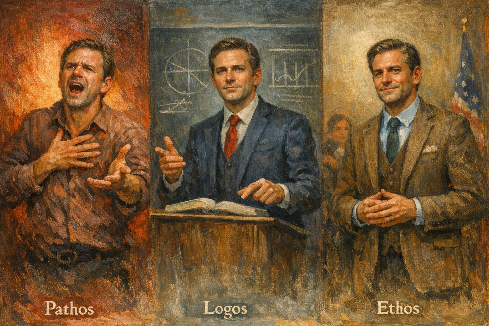 Retórica Clássica: logos, pathos e ethos.